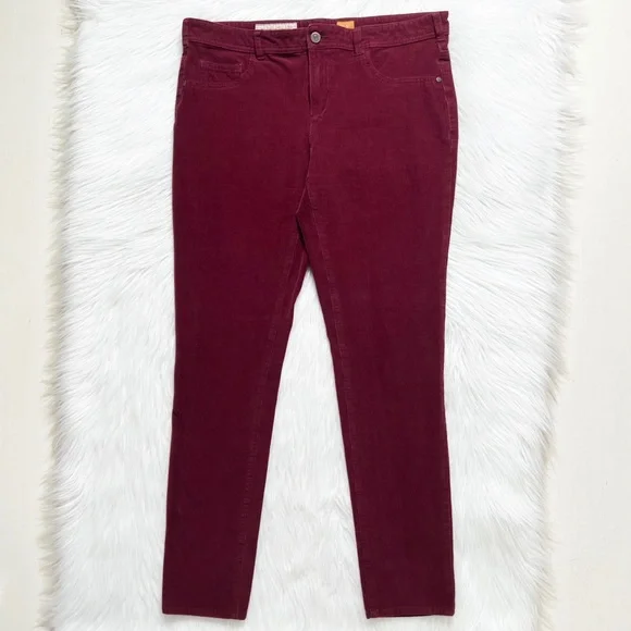 SOLD-Anthropologie Burgundy Wine Micro Cord Skinny Chino Pants - Picture 3 of 11